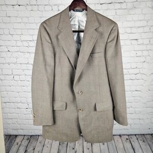 Austin Reed Regent Street Wool Sport Coat Blazer Mens 46R Beige Plaid USA